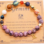 Natural Stone Zodiac Bracelet, Hemp Stone Planets & Constellations