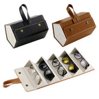 Foldable PU Leather Sunglass Case, Holds 5 Pairs for Travel