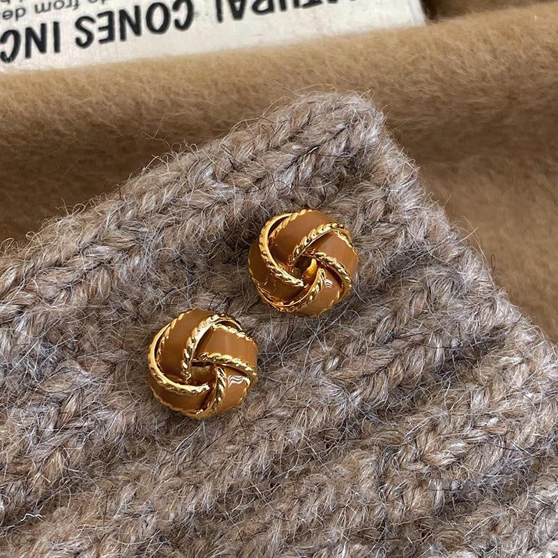 Vintage Copper Block Earrings for Women