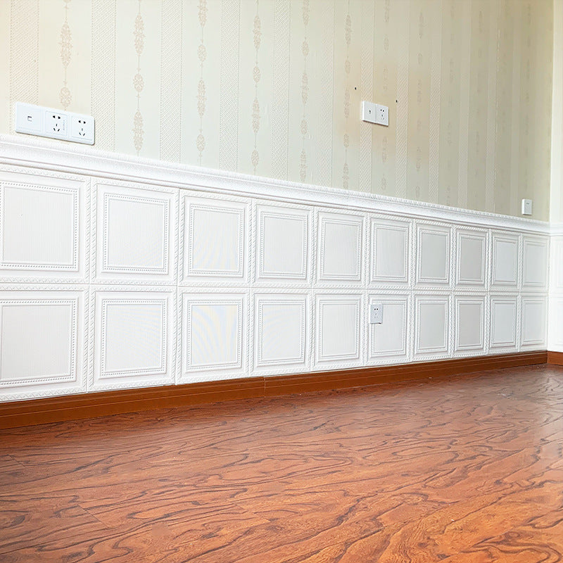 3D Self-Adhesive Wall Stickers, White Wood Plank Design
