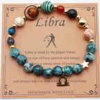 Natural Stone Zodiac Bracelet, Hemp Stone Planets & Constellations