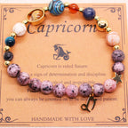 Natural Stone Zodiac Bracelet, Hemp Stone Planets & Constellations