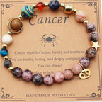 Natural Stone Zodiac Bracelet, Hemp Stone Planets & Constellations
