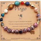 Natural Stone Zodiac Bracelet, Hemp Stone Planets & Constellations