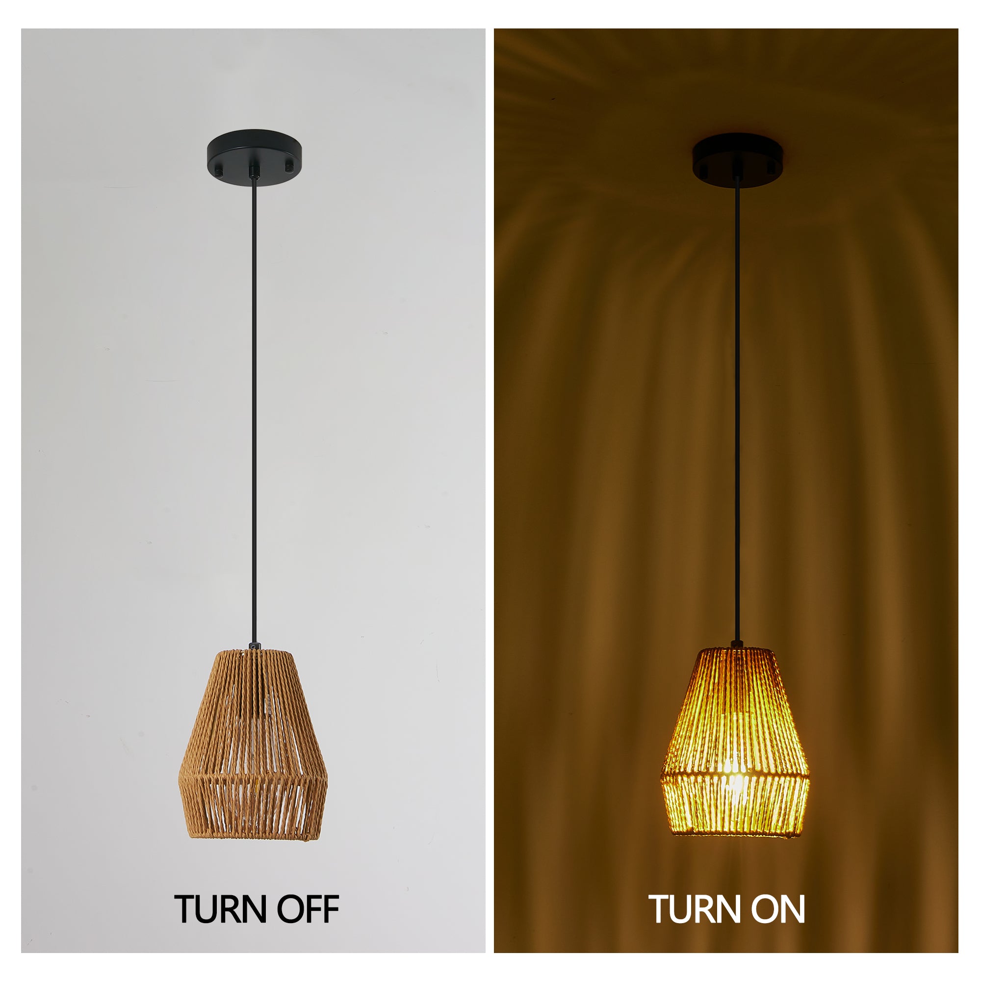 Set of 3 Handcrafted Hemp Rope Pendant Lights