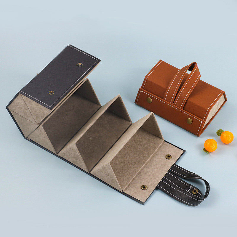 Foldable PU Leather Sunglass Case, Holds 5 Pairs for Travel