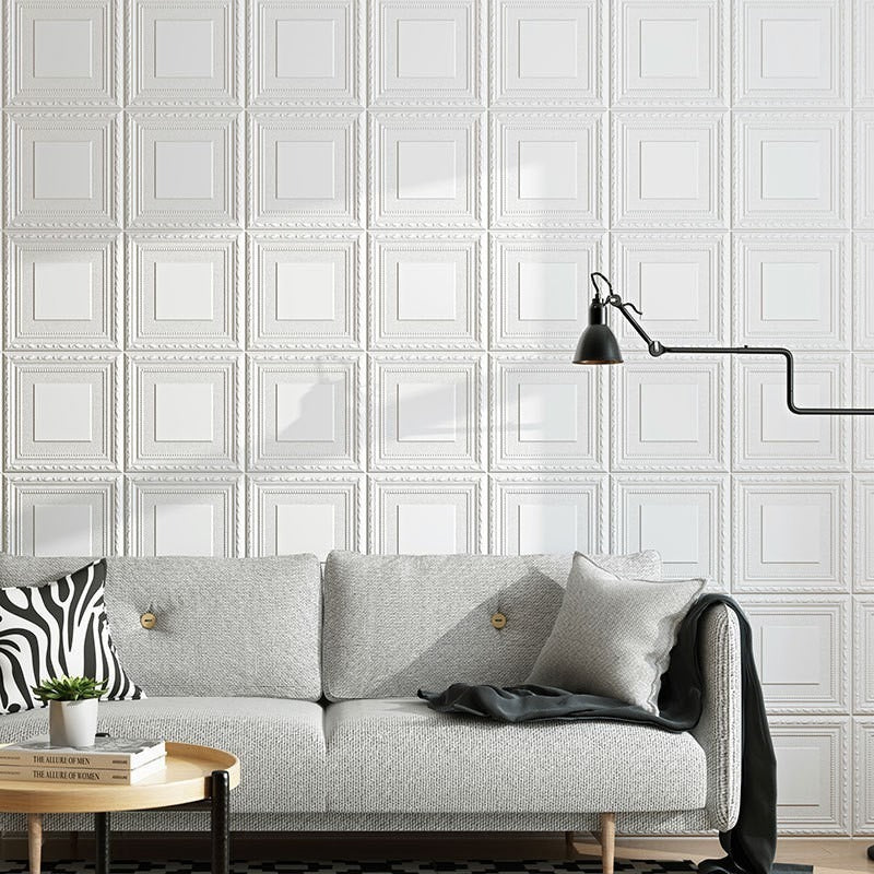 3D Self-Adhesive Wall Stickers, White Wood Plank Design