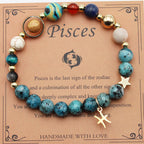Natural Stone Zodiac Bracelet, Hemp Stone Planets & Constellations