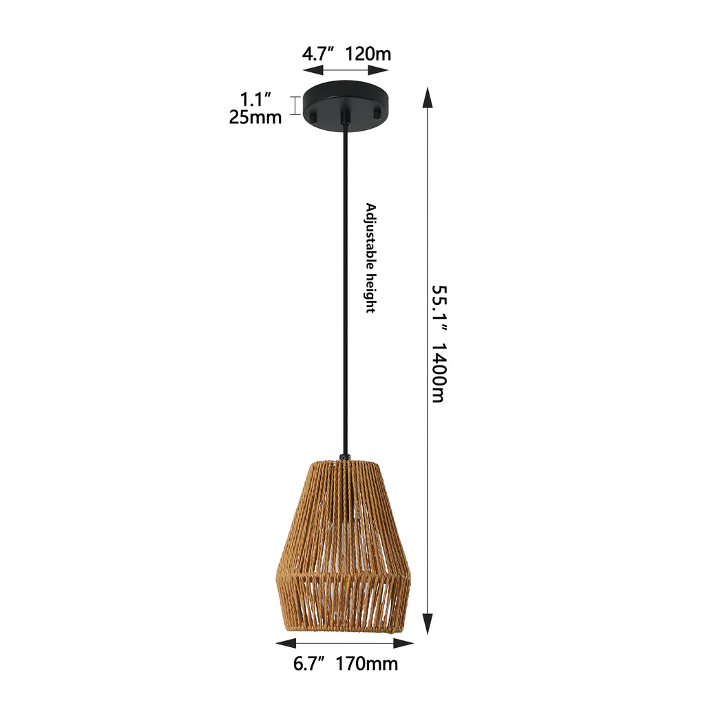 Set of 3 Handcrafted Hemp Rope Pendant Lights