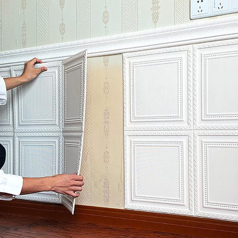3D Self-Adhesive Wall Stickers, White Wood Plank Design