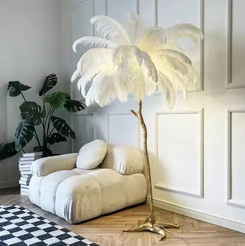 Copper Elegance Feather Lamp