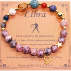 Natural Stone Zodiac Bracelet, Hemp Stone Planets & Constellations