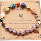 Natural Stone Zodiac Bracelet, Hemp Stone Planets & Constellations