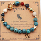 Natural Stone Zodiac Bracelet, Hemp Stone Planets & Constellations