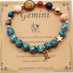 Natural Stone Zodiac Bracelet, Hemp Stone Planets & Constellations