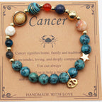 Natural Stone Zodiac Bracelet, Hemp Stone Planets & Constellations