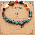 Natural Stone Zodiac Bracelet, Hemp Stone Planets & Constellations