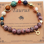 Natural Stone Zodiac Bracelet, Hemp Stone Planets & Constellations