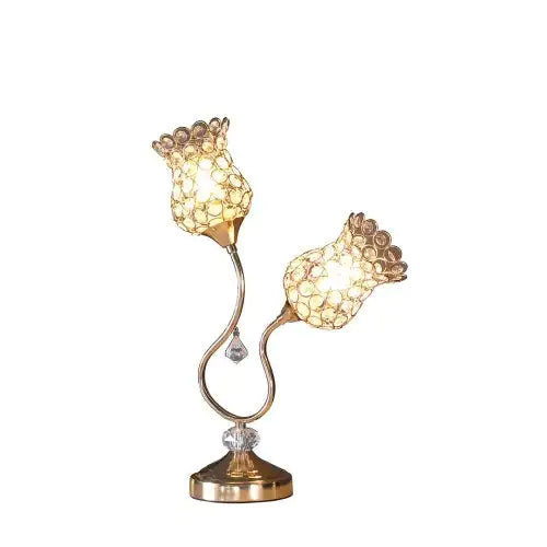 Rose Gold Dual Floral Horn Table Lamp