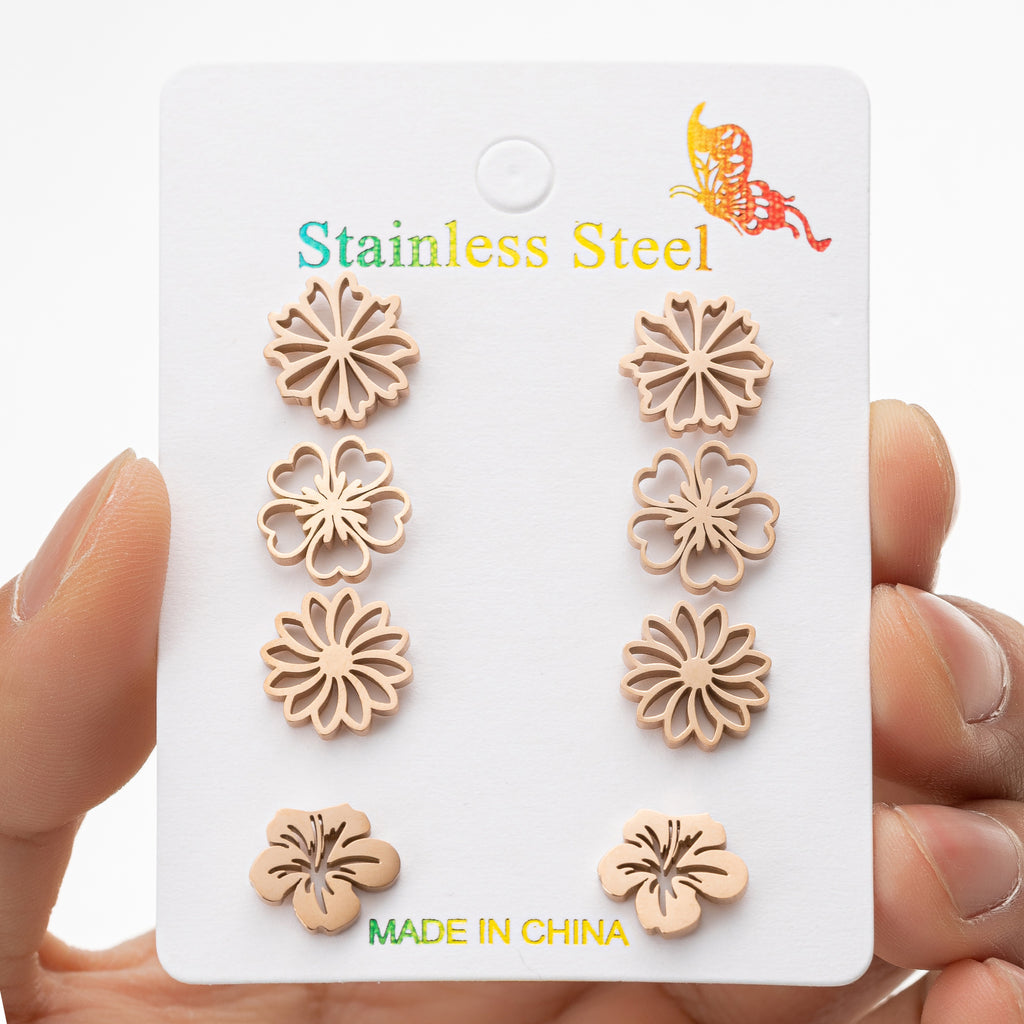 Gold & Rose Gold Simulated Stud Earrings